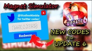 UPDATE 6 * NEW UPDATE CODES ! - Magnet Simulator Codes | Magnet Simulator 2019 | Roblox