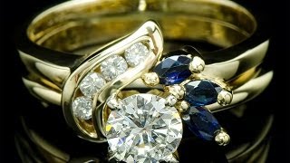 Золотое кольцо с бриллиантами и сапфирами 0.85 карат