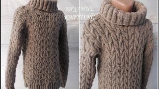 Вязание мужского свитера спицами  /  Узор   РЫБЬЯ  КОСТЬ    /  Сшивание деталей  /  Презентация