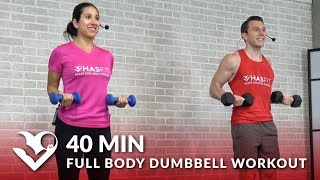 40 Min Full Body Dumbbell Workout at Home Routine - Total Body Workout with Weights for Women & Men