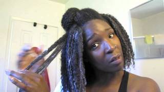 WASH AND GO ROUTINE ON MEDIUM LENGTH NATURAL HAIR 4a 4b (watch in HD)