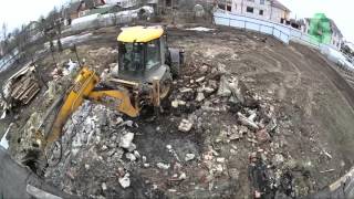 Демонтаж фундамента планировка участка стройка таймлапс за 5мин