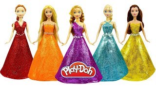 DIY How to Make Super Glitter Dresses out of Play Doh for Princesses