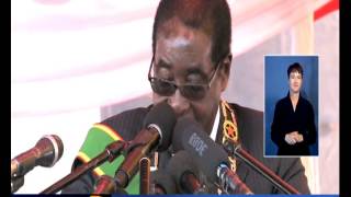 Zimbabwean President Robert Mugabe has told critics of his re-election to "go and hang".
