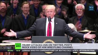 #FraudNewsCNN: Trump posts mock video of him wrestling CNN