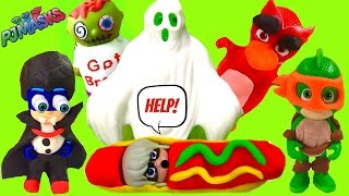 PJ Masks Wear Play Doh Halloween Costumes Trick or Treating - Scary Ghosts &
