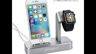 Archeer 2 in 1 Apple Watch Stand iWatch iPhone Charging Dock Station