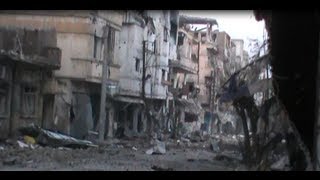 أثار الدمار والخراب بحي الخالدية بحمص المحاصرة 20 1 2013