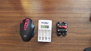 Посылки из Китая. Игровая мышь Redragon M688, Зарядка PKCELL для AA/AAA 1.2v, Автомат защиты 250А