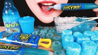 ASMR BLUE CANDY: LOLLIPOP, GUMMIES, MARSHMALLOWS, JUICY DROP POP, BABY BOTTLE POP, ROCK CANDY, JELLY