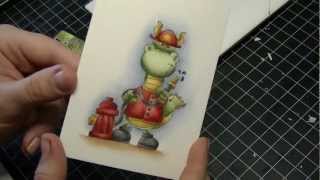 Colouring/Coloring a Stamped Image (Distress Markers & Twinkling H2O's)