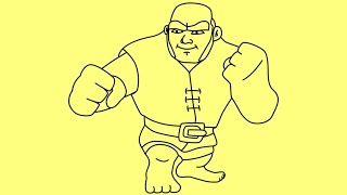 How to draw Clash of Clans characters Giant step by step tutorial - Как нарисовать Гиганта