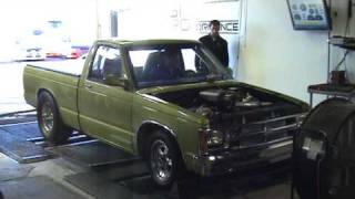 Chevy S10 5.3 ls1 bw s474 turbo dyno 430whp run 1