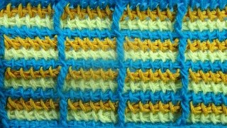 Узор в клеточку Тунисское вязание крючком Tunisian crochet pattern  51