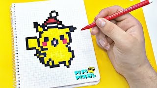 НОВОГОДНИЙ ПИКАЧУ Покемон Детектив Пикачу ! РИСУНКИ ПО КЛЕТОЧКАМ ! PIXEL ART Detective Pikachu