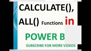 Calculate in DAX | ALL in DAX | DAX Tutorials for Beginners | power bi calculate