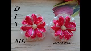 Бантики из атласных лент и органзы МК Канзаши. / Satin ribbon and organza bows