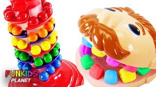 Feeding Mr. Play Doh Head Gumballs with Double Bubble Gum Dispenser!
