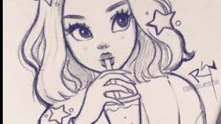 karakalem en güzel cool kız çizimleri / pencil girl sketch