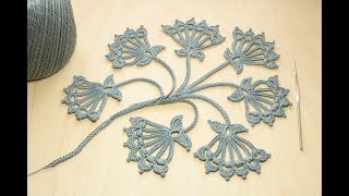 Вязание крючком мотив БУТОН ЦВЕТКА ирландское кружево  Crochet Flower Bud