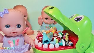 Куклы Пупсики и Крокодил Мистер Зубастик Играют в Игру Челлендж. Зырики ТВ