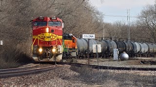 BNSF Warbonnet 539 (Nice RS3K!) w/ BN Power leads GALGAL! - Colona, IL