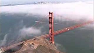 Aerial Golden Gate Bridge in Fog San Francisco Bay