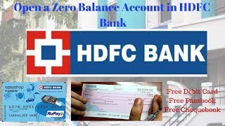HDFC Zero Balance Account | Free Debit Card, Free Passbook | No Minimum Average Balance Required