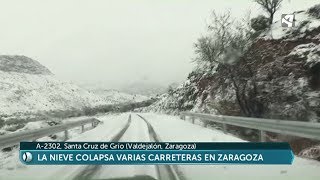La nieve colapsa varias carreteras de Zaragoza