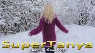 07.01.2013 Purple hand knitted cowl neck mohair sweater by SuperTanya