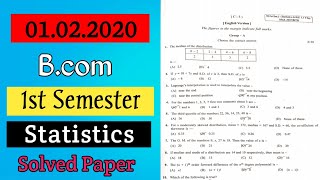 CU B.Com 1st Semester Statistics Examination paper 2019-20 || Statistics