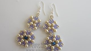 Beaded Earrings . The same pattern Earrings . Серьги из бисера и жемчуга .