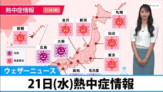 21日(水)熱中症情報