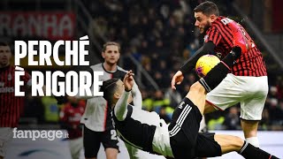 Milan-Juventus, fallo di mano di Calabria sulla rovesciata di Cristiano Ronaldo: perché è rigore