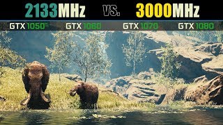 RAM Speed Comparison GTX 1050 Ti, 1060, 1070, 1080 (Far Cry Primal)