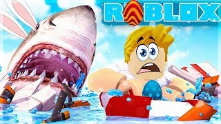 JE ME FAIS ATTAQUER PAR UN REQUIN LAPIN ! Roblox Sharkbite ( event Paques )