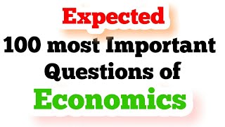 Expected 100 most important Questions of Economics for SSC CGL 2017 || MTS|| STENO