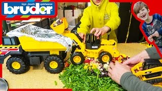 Bruder Front Loader Construction Truck Helps Make Organic Beef Stew!