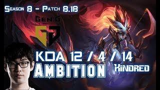 GEN Ambition KINDRED vs NIDALEE Jungle - Patch 8.18 KR Ranked