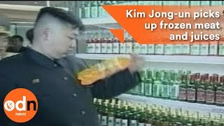 Kim Jong-un picks up frozen meat and juices in North Korean supermarket