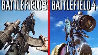 Battlefield 3 vs BF4 - Weapons Comparison [SLOW MOTION / SPLIT SCREEN]