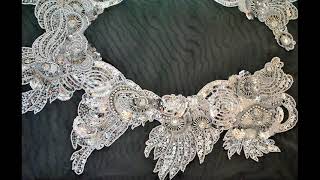 Ручная вышивка бисером на фатине. Hand embroidery beading on tulle
