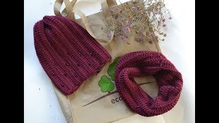"Простой снуд из толстой пряжи крючком для начинающих" (Snood (scarf) crochet for beginners)