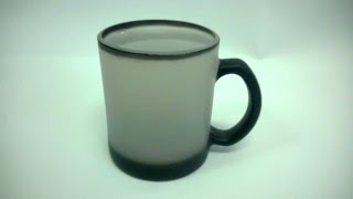 Чашка Хамелеон (Магическая чашка) черная стеклянная матовая с ручкой полусердце. Харьков