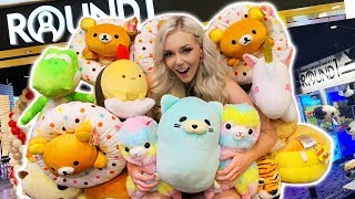I WON EVERY PRIZE FROM THE CLAW MACHINE!! ROUND 1 ARCADE WINS!
