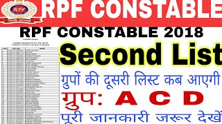 RPF constable group A, C, D, Second list कब तक जारी होगी| सेकंड लिस्ट में यह अभ्यर्थी पास किए जाएंगे