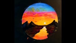 Magic SUNSET Landscape Acrylic Painting ideas on Mini Canvas Step by Step #25｜Satisfying Demo
