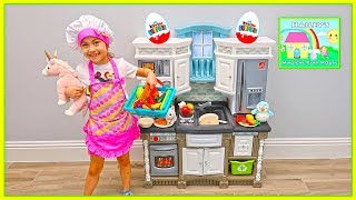 Pretend Play Cooking with Kitchen Play Set & Food Toys! Hailey and Lily