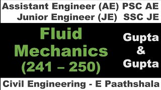 Fluid Mechanics mcq (241 - 250) - Gupta and gupta | sscje civil engineering | Hydraulics civil |