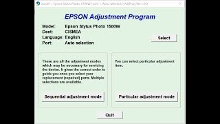 Epson Stylus Photo 1500W Adjustment Program,Epson Stylus Photo 1500W  Reset